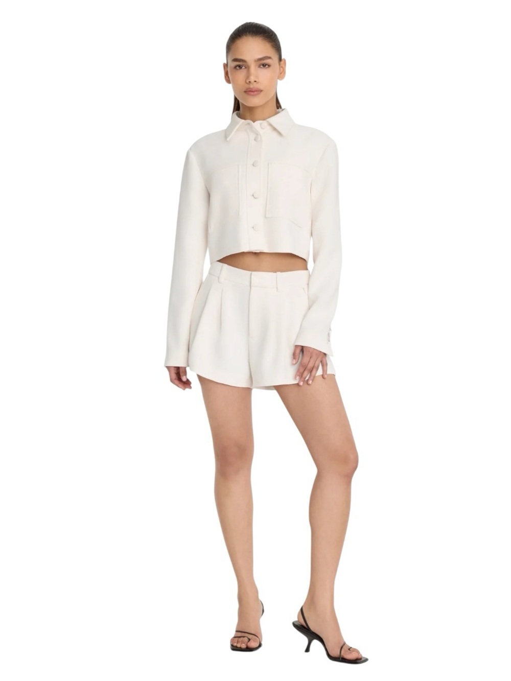 NWT Good American Luxe Suiting Trouser Short Soft Shell White Womens Size 4/27W